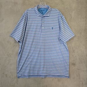 Johnnie O Mens Blue Striped Polo Shirt Sz Xlarge